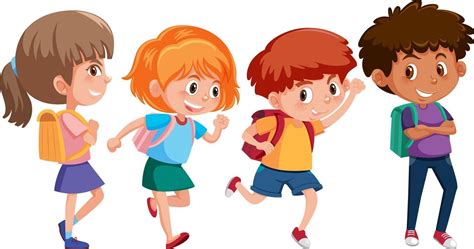 Kids Walking To School Vector Art, Icons, and Graphics for Free Download