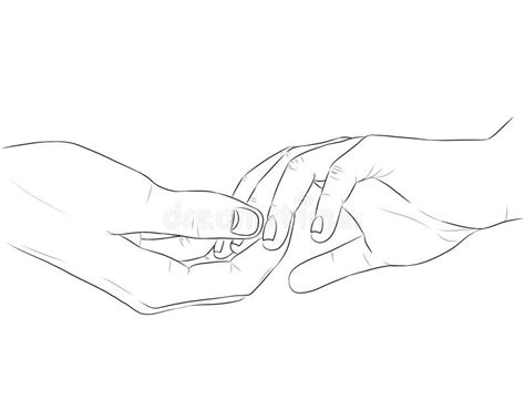 Digital Illustration of Two Touching Hands Stock Illustration - Illustration of gesture, female ...