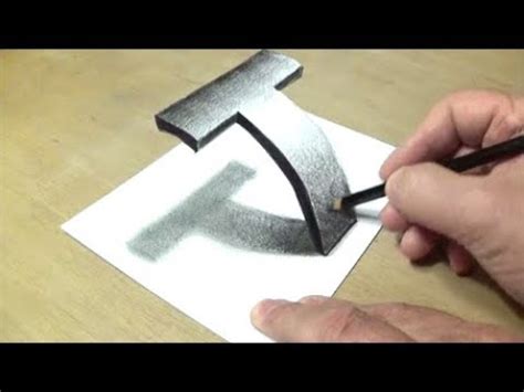 How To Draw A 3d Letter T - Easy Trick Art - YouTube