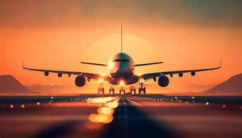 landing plane from front view in sunset, 21868999 Stock Photo at Vecteezy