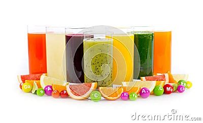 Fresh And Healthy Fruit And Vegetable Juices Stock Photo - Image: 39563490