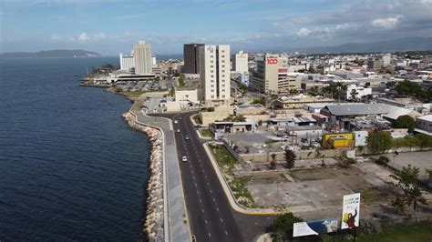 Jamaica, Kingston Waterfront, newly expanded road and buildings and shore line.( Port Royal ...