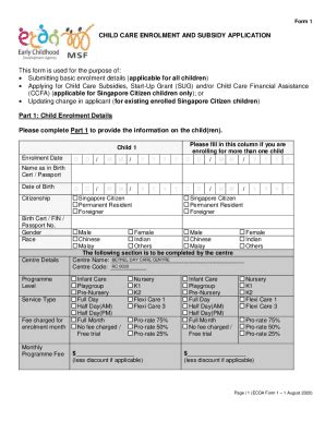 Fillable Online CHILD CARE SUBSIDY APPLICATION FORM DEPARTMENTChild ...