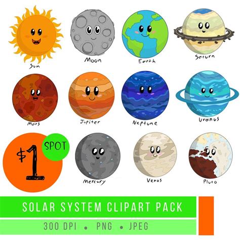 Solar system clipart commercial use Planets Clip Art Cute | Etsy | Solar system clipart, Clip ...