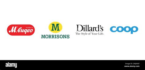 Dillards, Morrisons, Coop Deutschland, Mvideo . Vector illustration, editorial logo Stock Vector ...