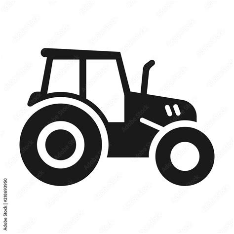 Simple, flat tractor silhouette (black). Isolated on white Stock Vector ...