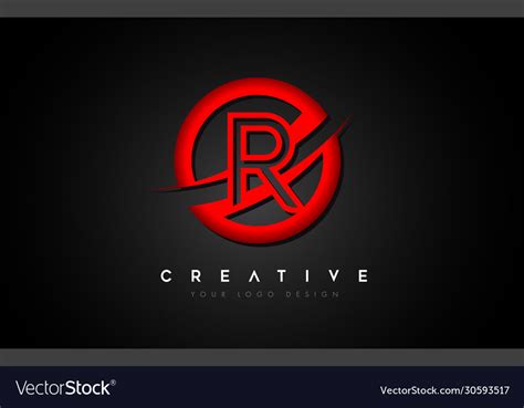 Letter r logo with a red circle swoosh design Vector Image