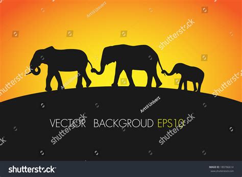 Elephant Family Silhouette Stock Vector (Royalty Free) 189786614 ...