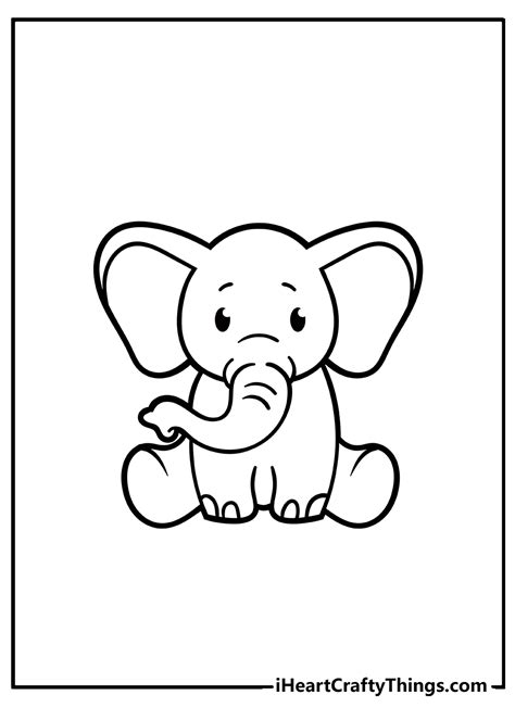 Full Size Easy Printable Coloring Pages Baby Elephants - SaulaxBarker