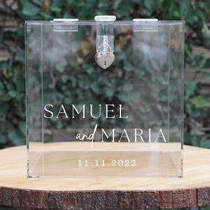 Personalized Name Card Box Wedding Acrylic Card Box With Lock and Key HIGH QUALITY Money Box ...