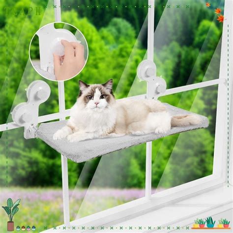 TEAPH Cat Window Perch, Foldable Hold Up to 40lb Cat Hammock, Easy ...