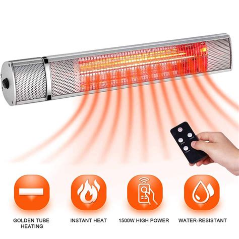 "Happyline" Electric Patio Heater Indoor/Outdoor Wall-Mounted Patio Heater + Remote Control ...