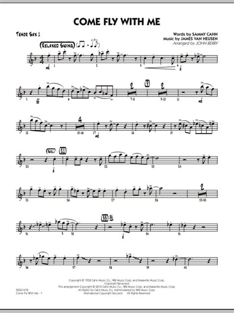 Come Fly With Me - Tenor Sax 1 by John Berry Sheet Music for Jazz Ensemble at Sheet Music Direct