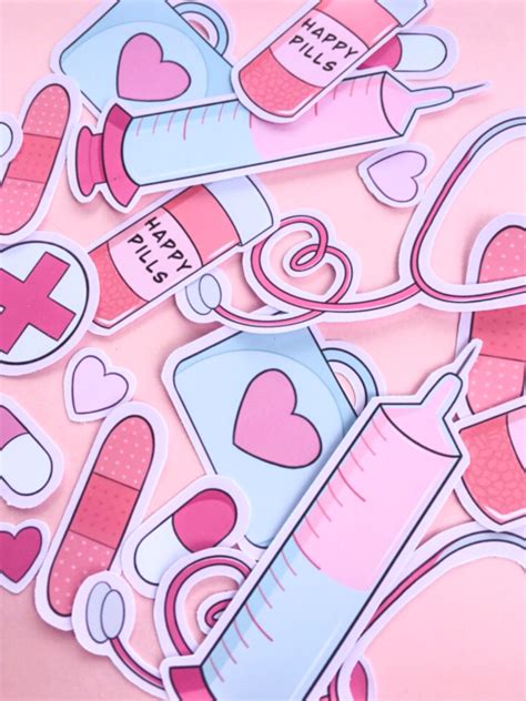 Cute Medical Themed Self Care Sticker Pack | Kawaii Nurse Stickers ...