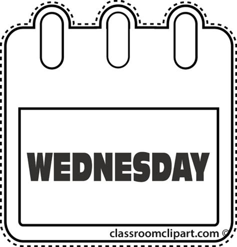 Calendar Clipart - notebook_wednesday_outline - Classroom Clipart