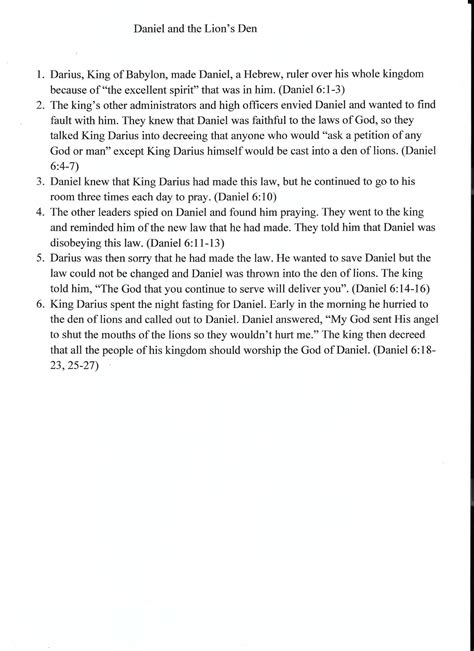 Summary of Daniel and the Lion's Den | Daniel and the lions, Bible ...