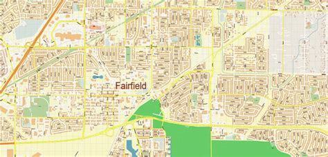 Fairfield California US Map Vector Extra High Detailed Street Map editable Adobe Illustrator in ...