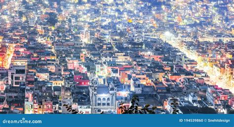 Aerial View of City in Night Time Illuminated, at Vijayawada, India Editorial Image - Image of ...