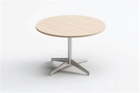 Premium Photo | A round table with a metal base and a wooden top