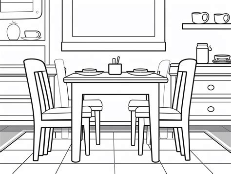 Dining Room Coloring For Kids - Coloring Page