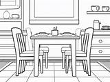 Dining Room Coloring For Kids  Page sketch template
