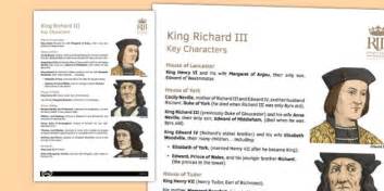 Richard III Key Characters Information Sheet