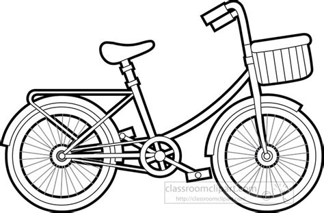 Transportation Black and White Outline Clipart - kids-bicycle-with-basket-black-outline-clipart ...