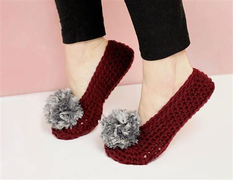 Pom Pom Crochet Slippers for Adults | FaveCrafts.com