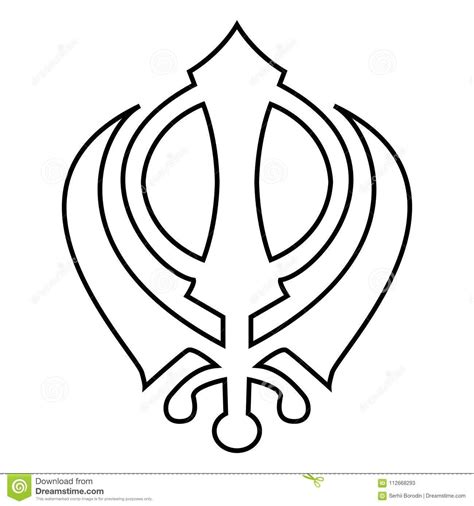 Khanda Symbol Sikhi Sign Icon Black Color Illustration Flat Style Simple Image Stock Vector ...