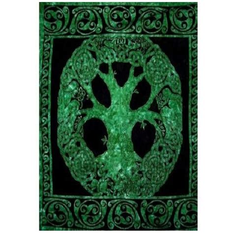 Tree of Life Celtic Design Dark Green Large Tapestry - The Zen Shop