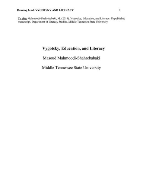 Vygotsky education literacy | PDF