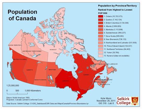 Map Of Canada Population Density | secretmuseum