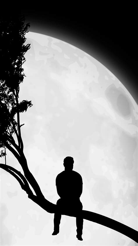 1366x768px, 720P Free download | Alone with moon. Alone art, Lonely art, Alone boy HD phone ...