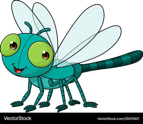 Cartoon cute dragonfly Royalty Free Vector Image