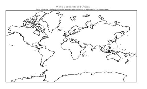 Continents And Oceans Coloring Page