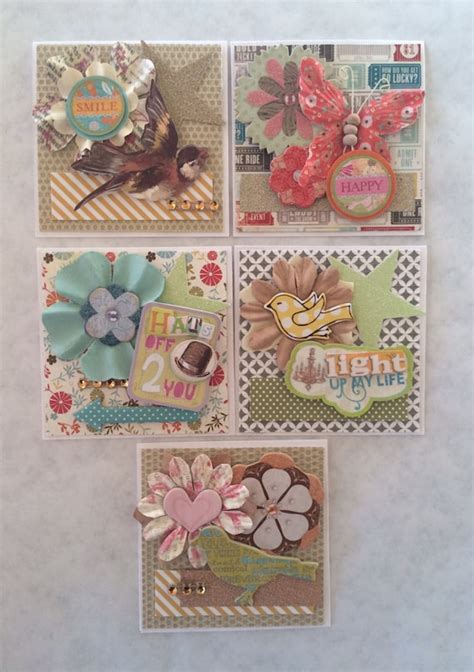 Mini Note cards 3 x 3 Set of 5 Mini Handmade