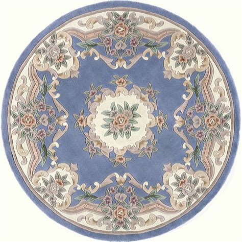 Shop Rugs America New Aubusson Light Blue Round Indoor Tufted Area Rug ...