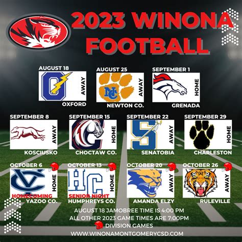 WHS Fall 2023 Football Schedule Announced | Winona-Montgomery School ...