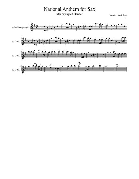 National Anthem for Sax Sheet music for Saxophone alto (Solo) | Musescore.com