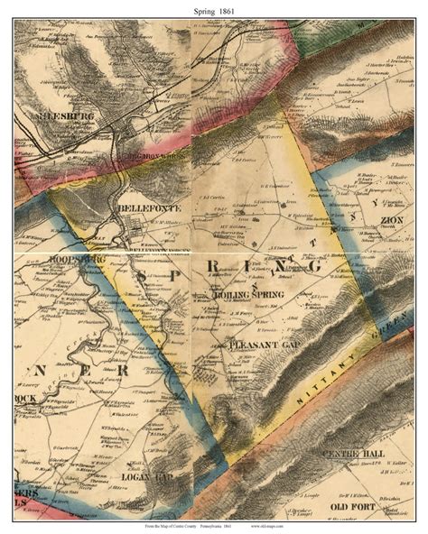 Spring Township, Pennsylvania 1861 Old Town Map Custom Print - Centre ...