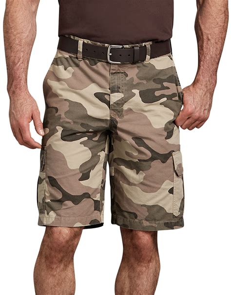 Men's Lightweight Cargo Shorts Pebble Brown/Black Camo | Dickies