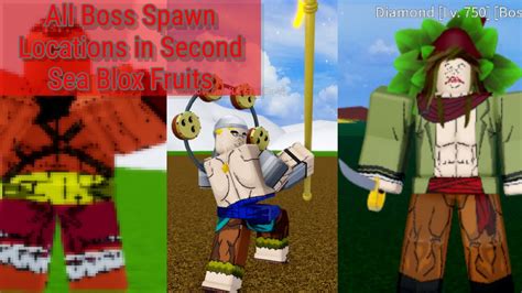 All Boss Spawn Locations in Second Sea Blox Fruits | Roblox - YouTube