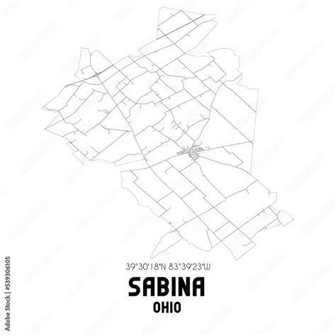 Sabina Ohio. US street map with black and white lines. Stock ...