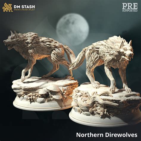 Dire Wolf Miniature Dnd Mini 2 Pack Wolves 3D Resin - Etsy