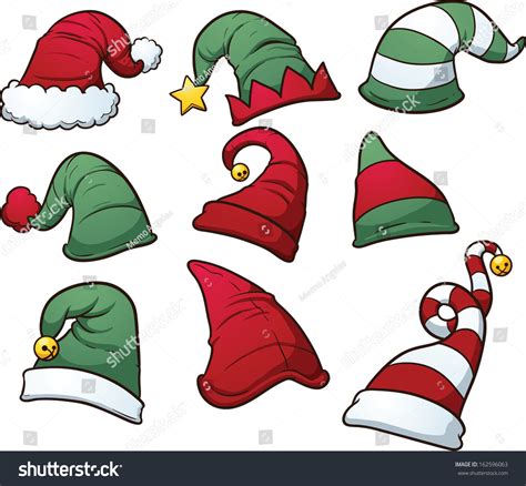 Christmas Hats Clip Art Vector Cartoon Stock Vector (Royalty Free) 162596063 | Shutterstock