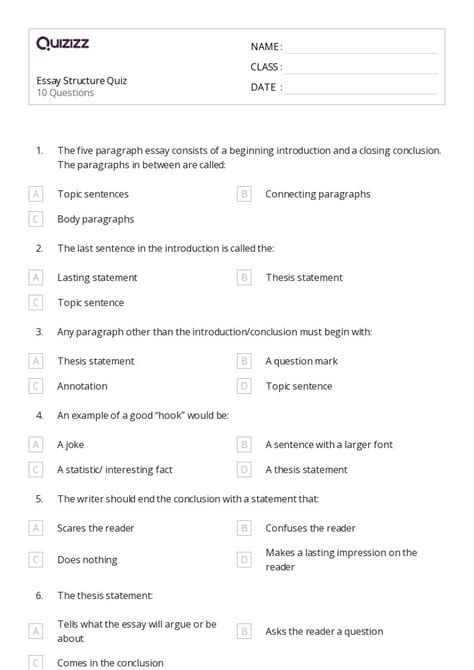 50+ Paragraph Structure worksheets for 7th Grade on Quizizz | Free & Printable