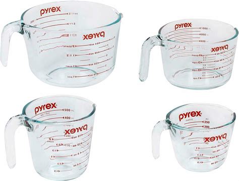 Pyrex 4 Pieces Glass Stackable Measuring Cup Set