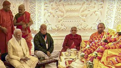 Ayodhya Ram Mandir inauguration: PM Modi, UP CM Yogi and Mohan Bhagwat perform Pran Pratishtha ...