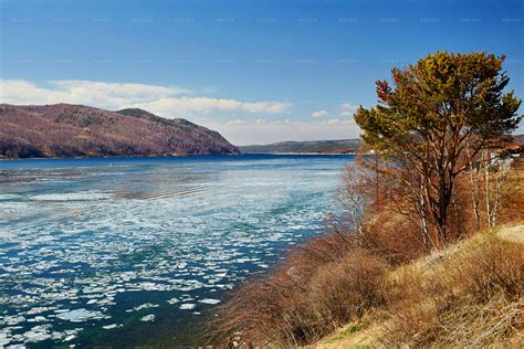 Angara River In The Spring - Stock Photos | Motion Array