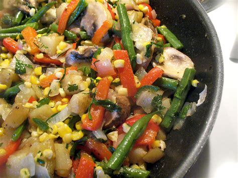 Butter Fried Corn with Potatoes, Beans, Peppers and Mushrooms | Lisa's Kitchen | Vegetarian ...